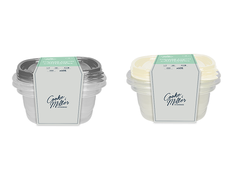 Square Food Containers 1L 4pk